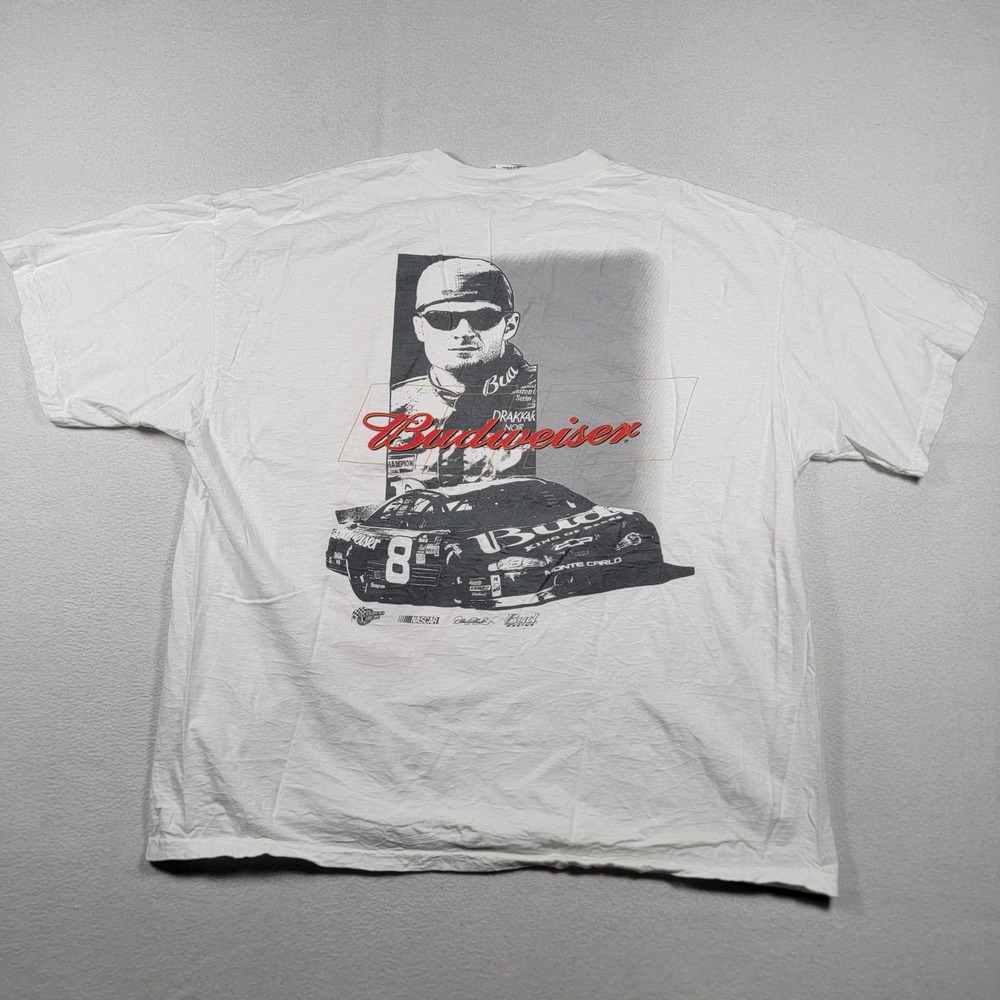 Dale Earnhardt Jr Budweiser Racing T Shirt Nascar Men's Sz XL White Delta Pro